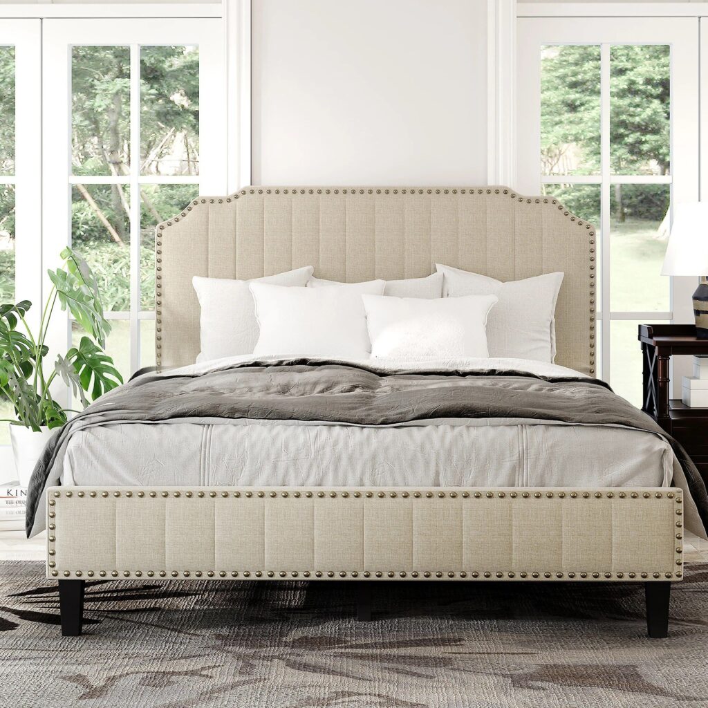 queen linen upholstered beds