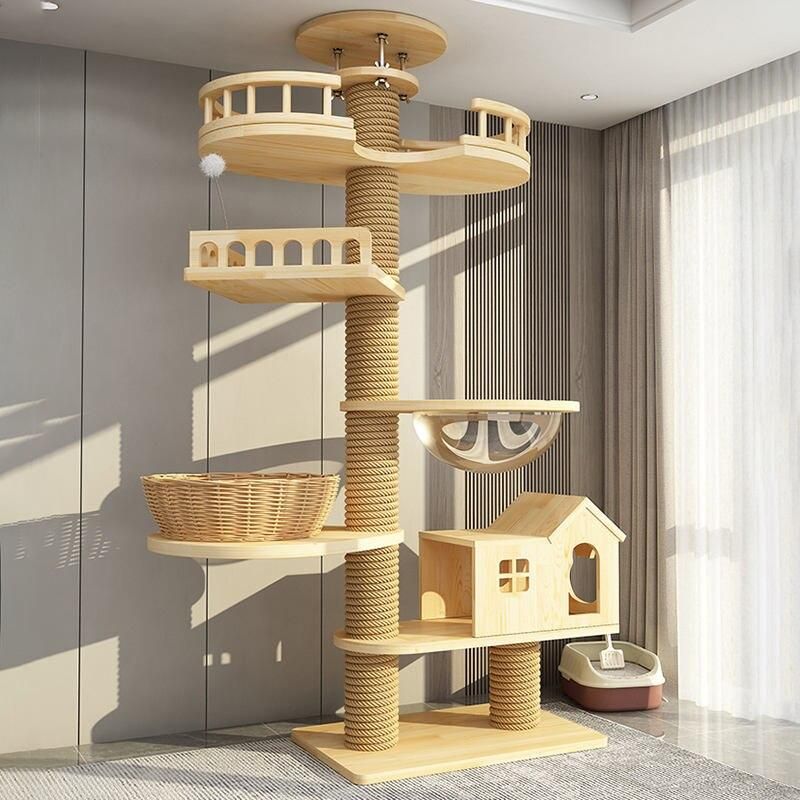 wooden cat tree tower